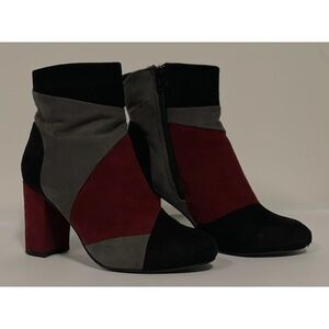 Diba Faux-Suede Color Block Heeled Bootie Size 6.5